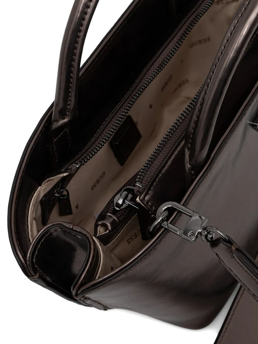 Guess Usa Bolena Charm-detail Tote Bag In Brown