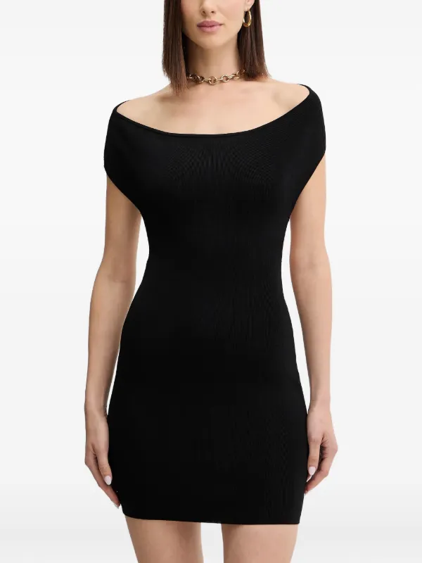 guess black off the shoulder dress GUESS USA off-shoulder Mini Dress | Black