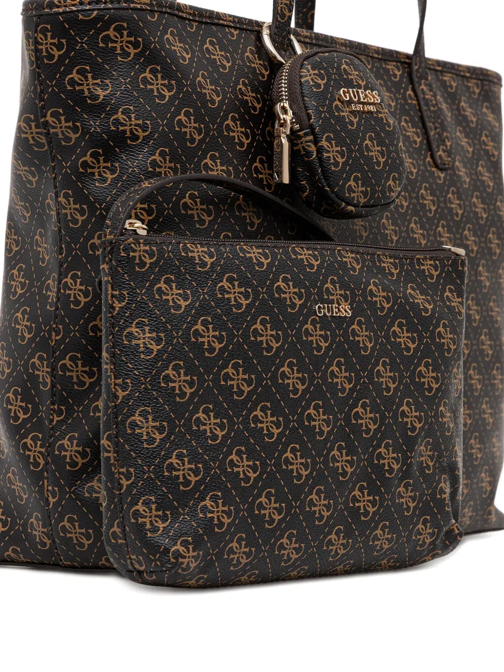 Guess Usa Large Monogram-pattern Tote Bag In Brown