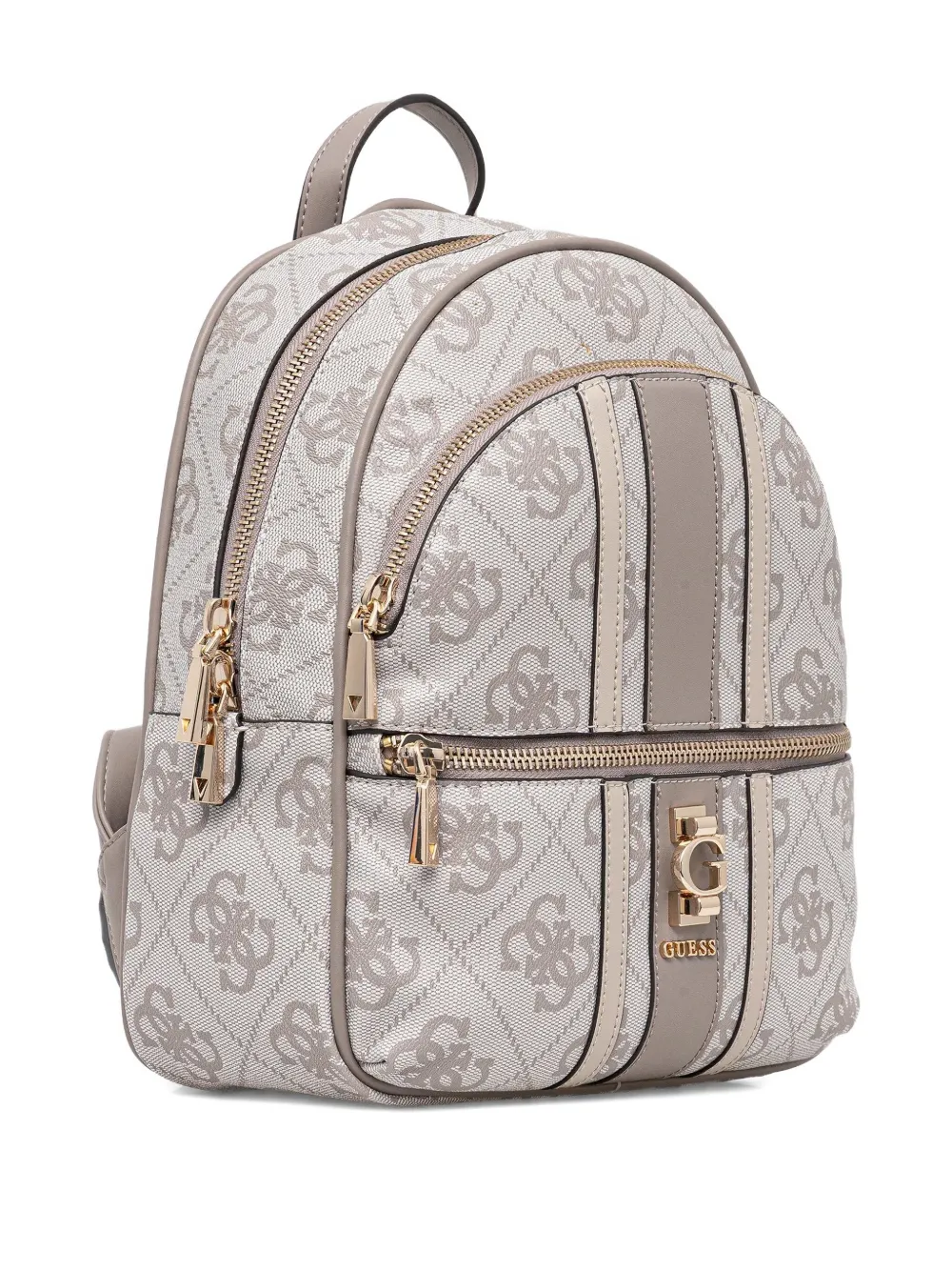 GUESS USA logo-plaque patterned backpack - Beige