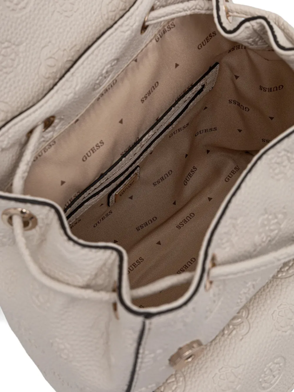 Guess Usa Mini Cresidia 4g Chain-detail Backpack In Neutral