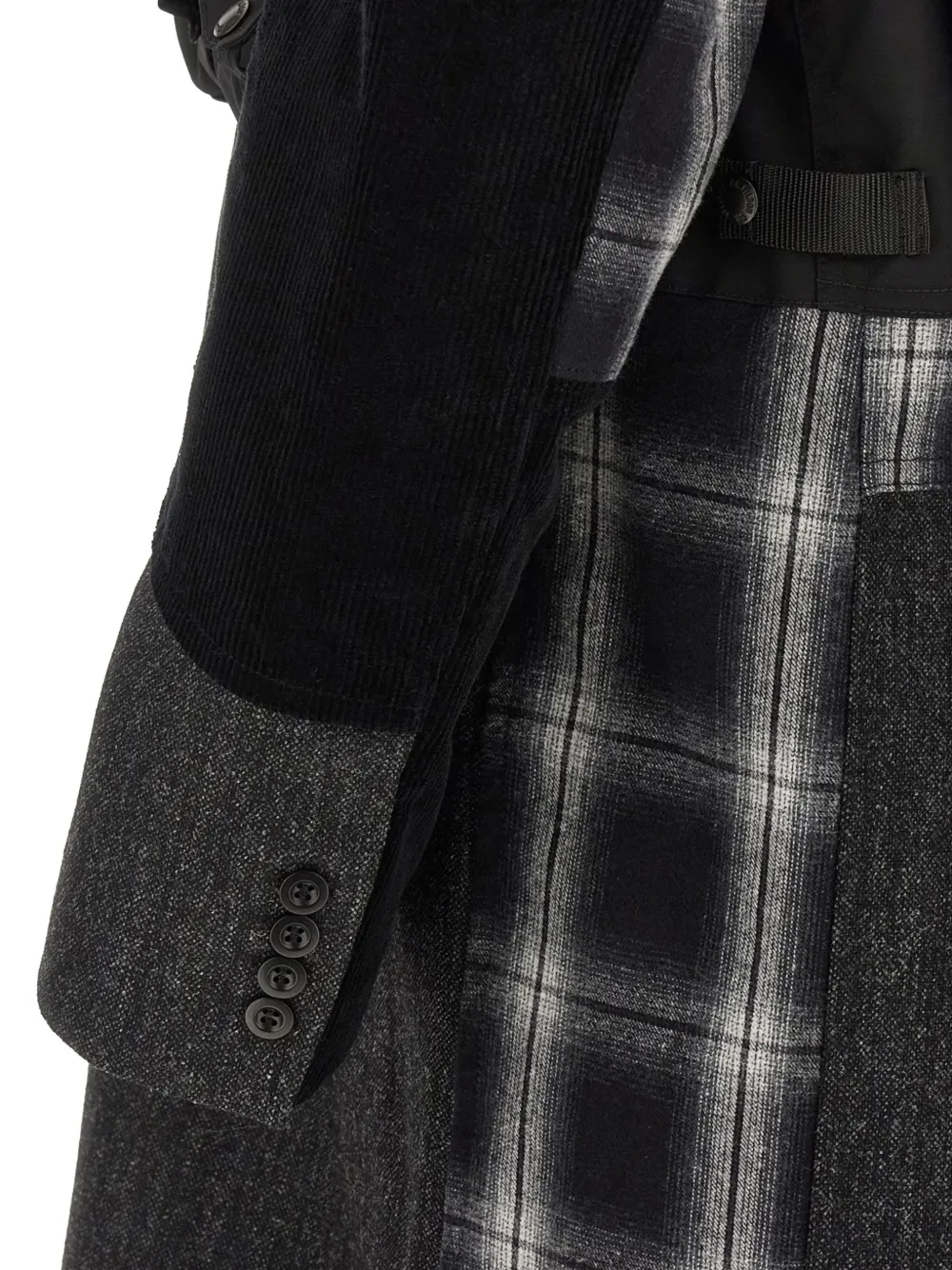Junya Watanabe Patchwork Coat Featuring Multiple Pockets In Black