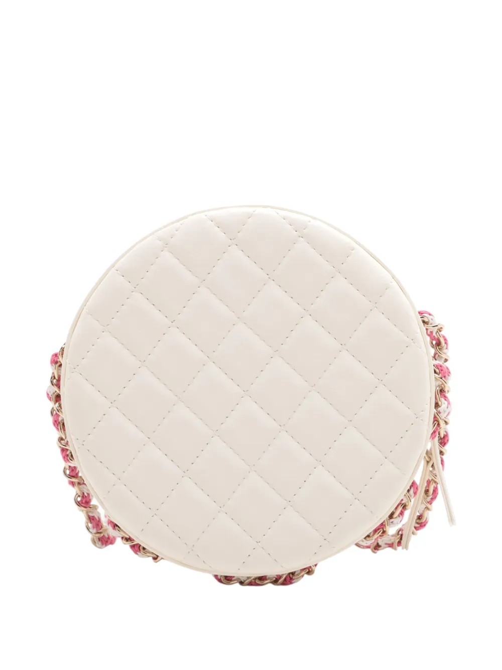 Pre-owned Chanel 2019 Lambskin La Pausa Coco Lifesaver Round Bag Crossbody Bag In White