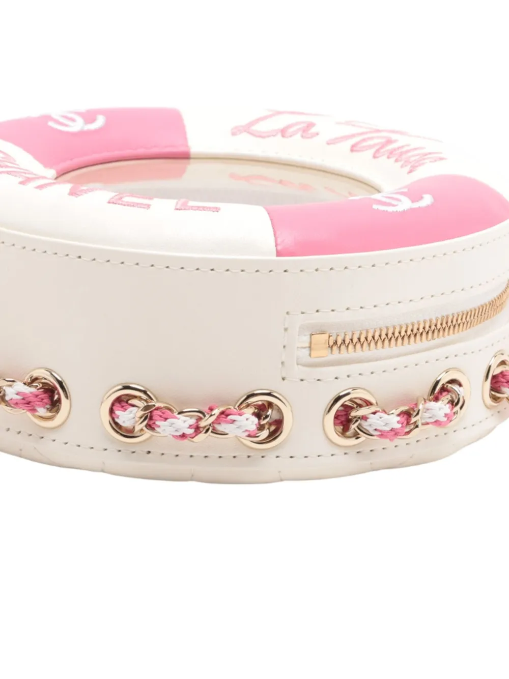 Pre-owned Chanel 2019 Lambskin La Pausa Coco Lifesaver Round Bag Crossbody Bag In White