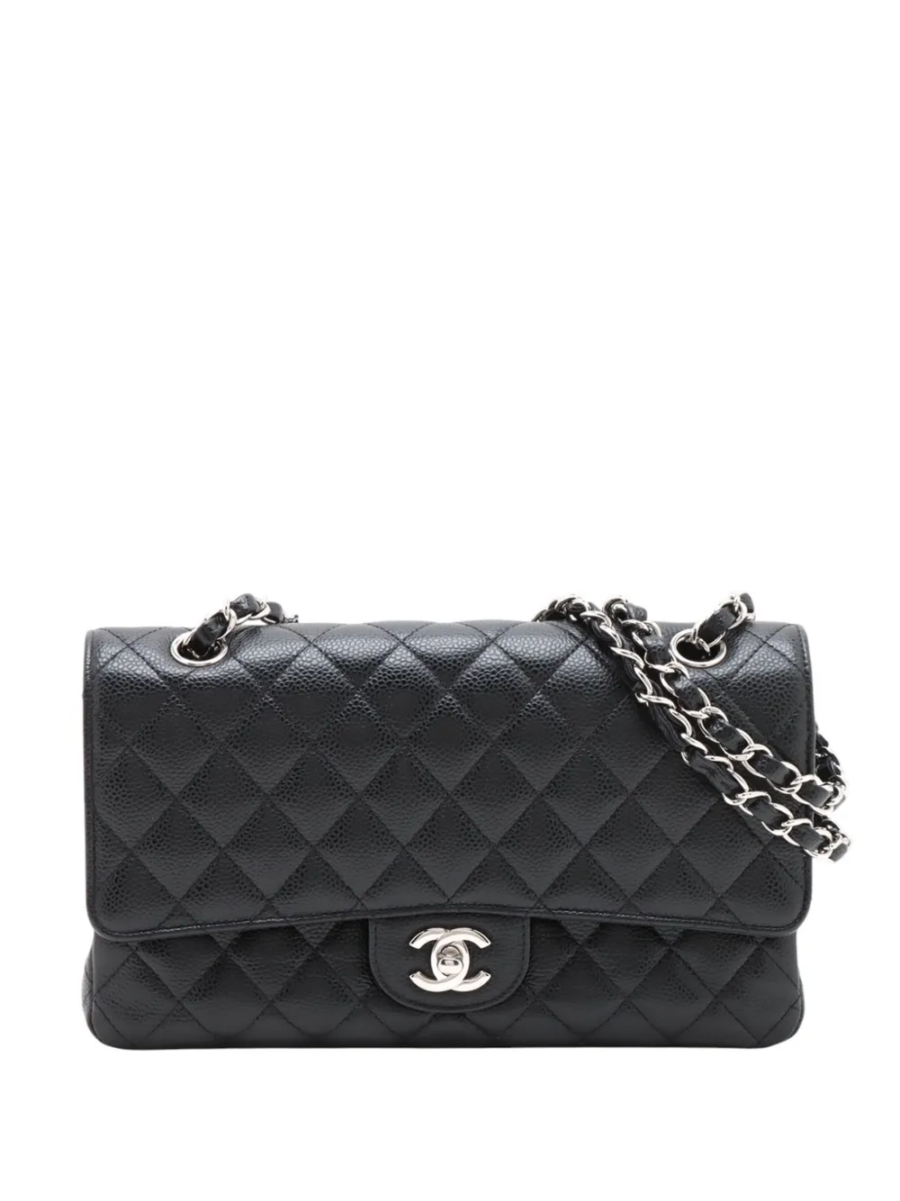 CHANEL Pre-Owned 2012 ミディアム クラシック キャビア ダブルフラップ ショルダーバッグ - ブラック CHANEL Pre-Owned 2012 ミディアム クラシック キャビア ダブルフラップ ショルダーバッグ - ブラック