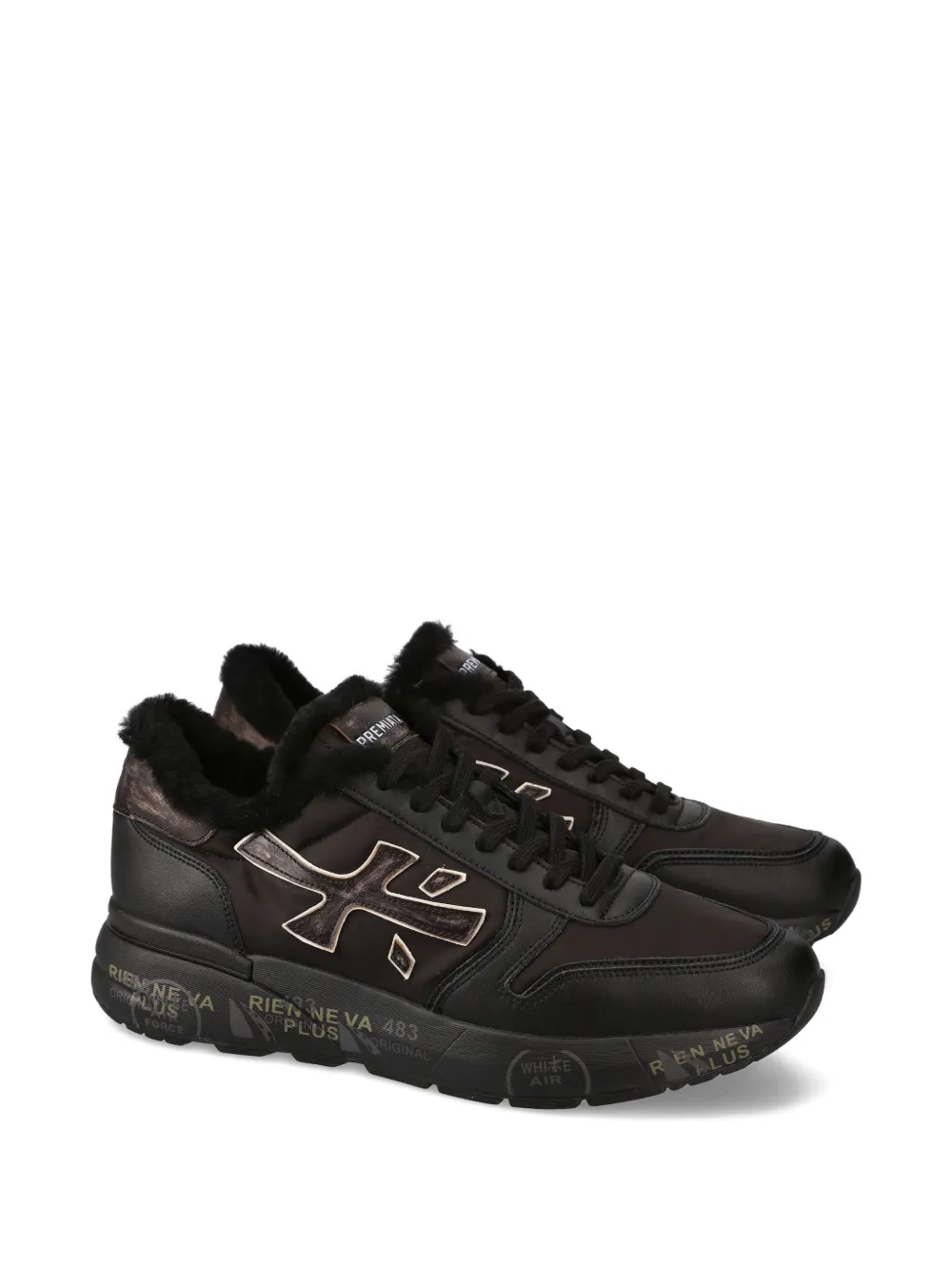 Premiata Mick sneakers met bont afwerking Zwart