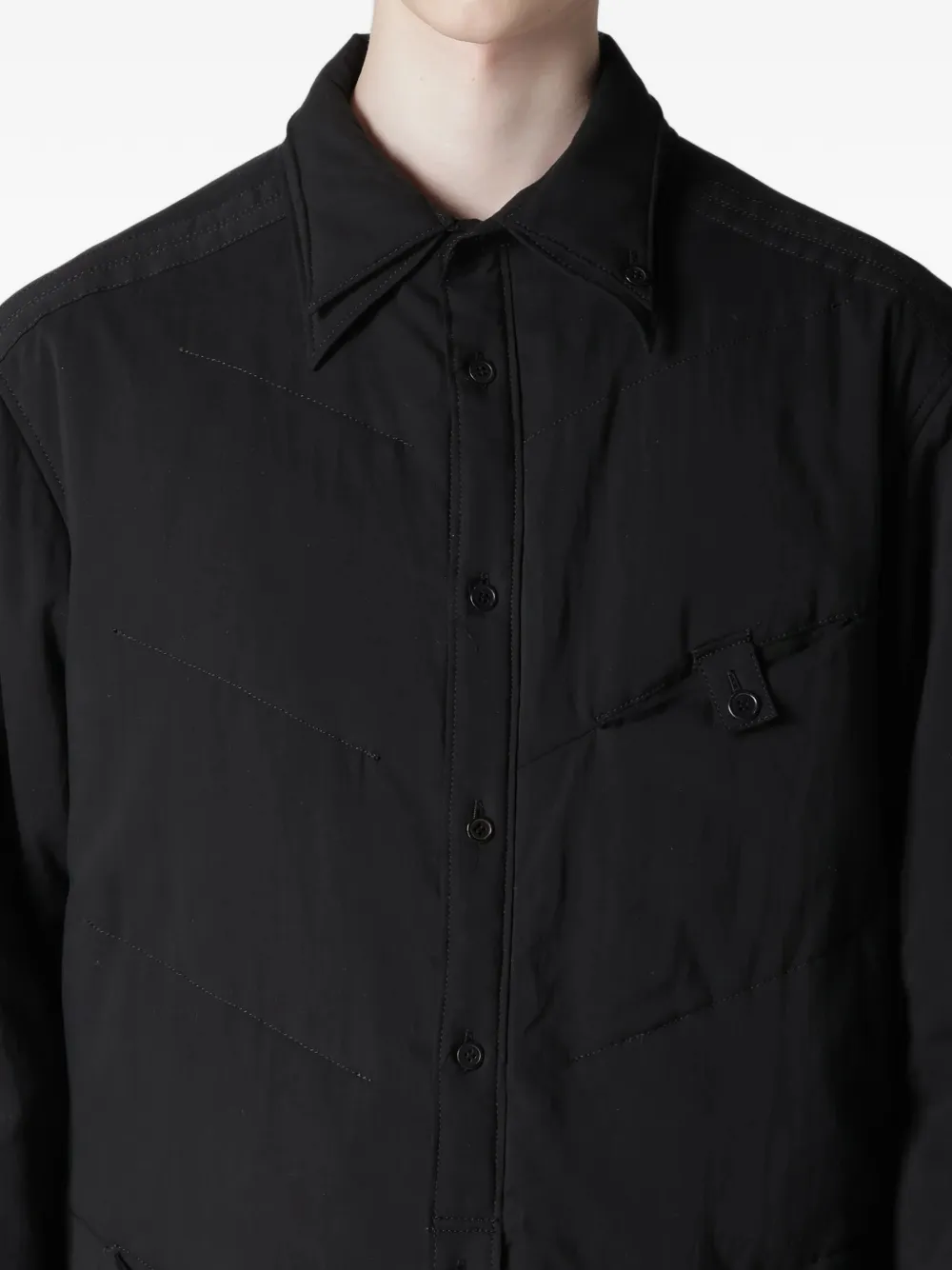 Yohji Yamamoto collar-detail shirt jacket Zwart
