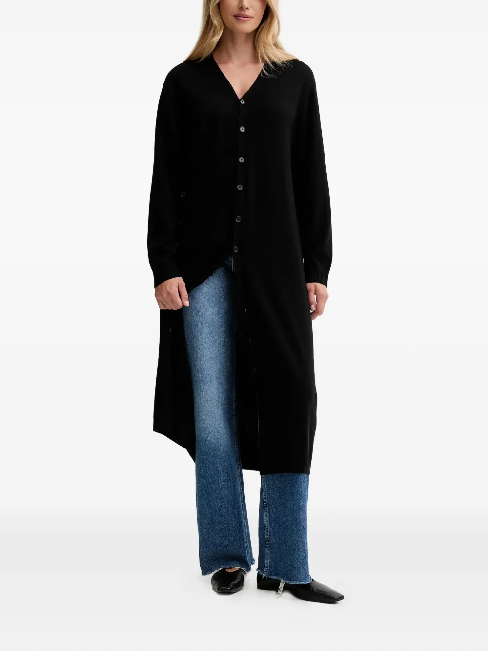 Isabelle Blanche button-up V-neck cardi-coat | Single Breasted Coats | Image 2