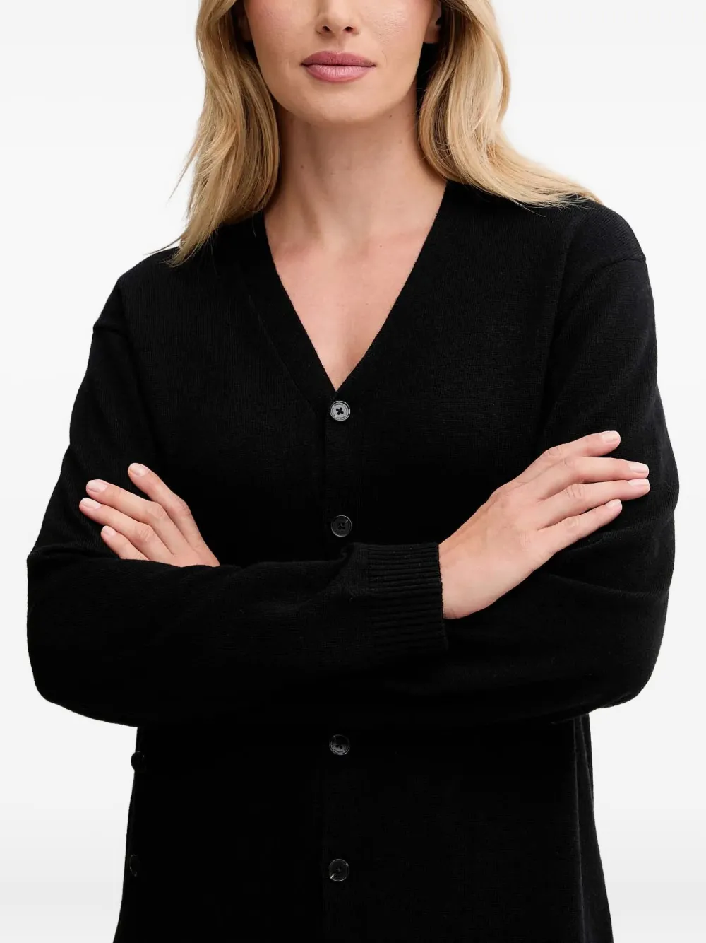 Isabelle Blanche Button-up vestjas met V-hals Zwart
