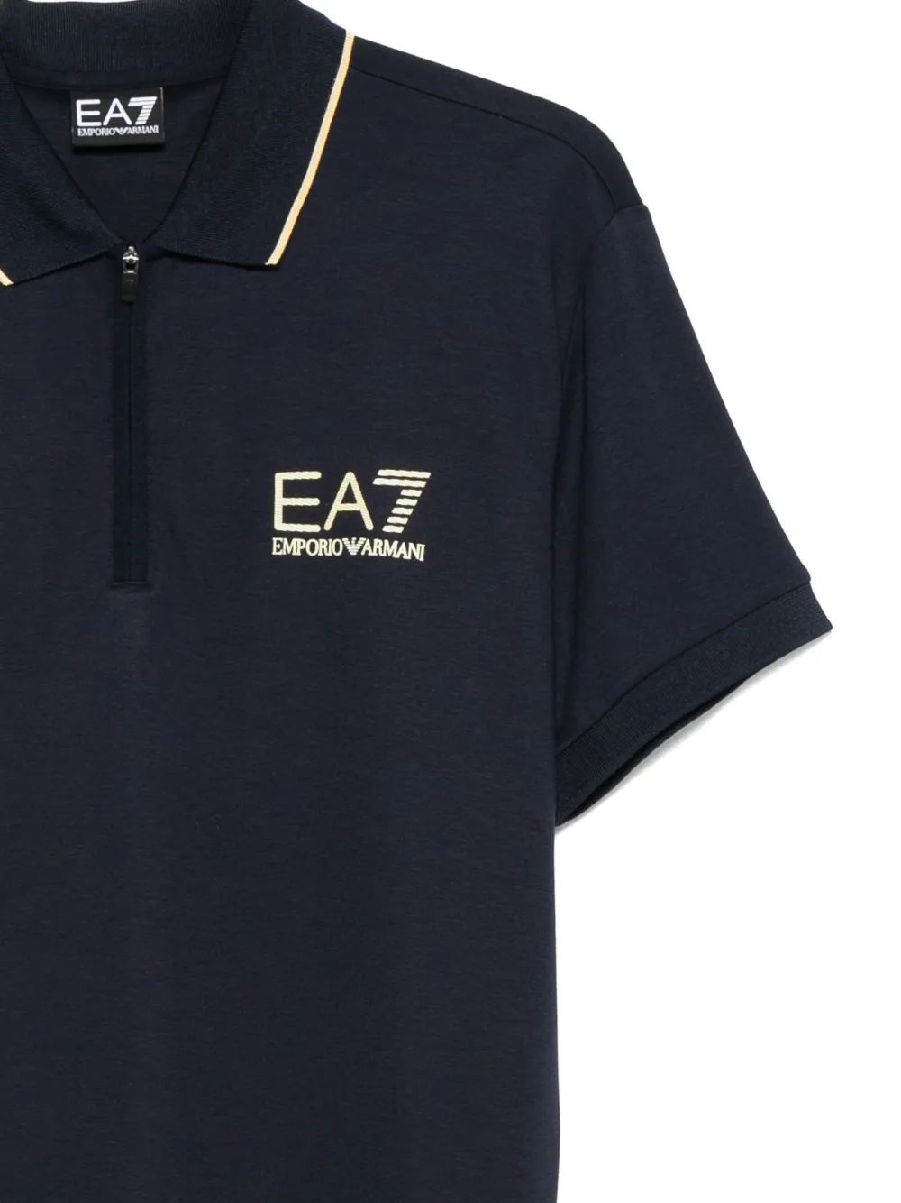 Ea7 Zip Detail Polo Shirt In Black