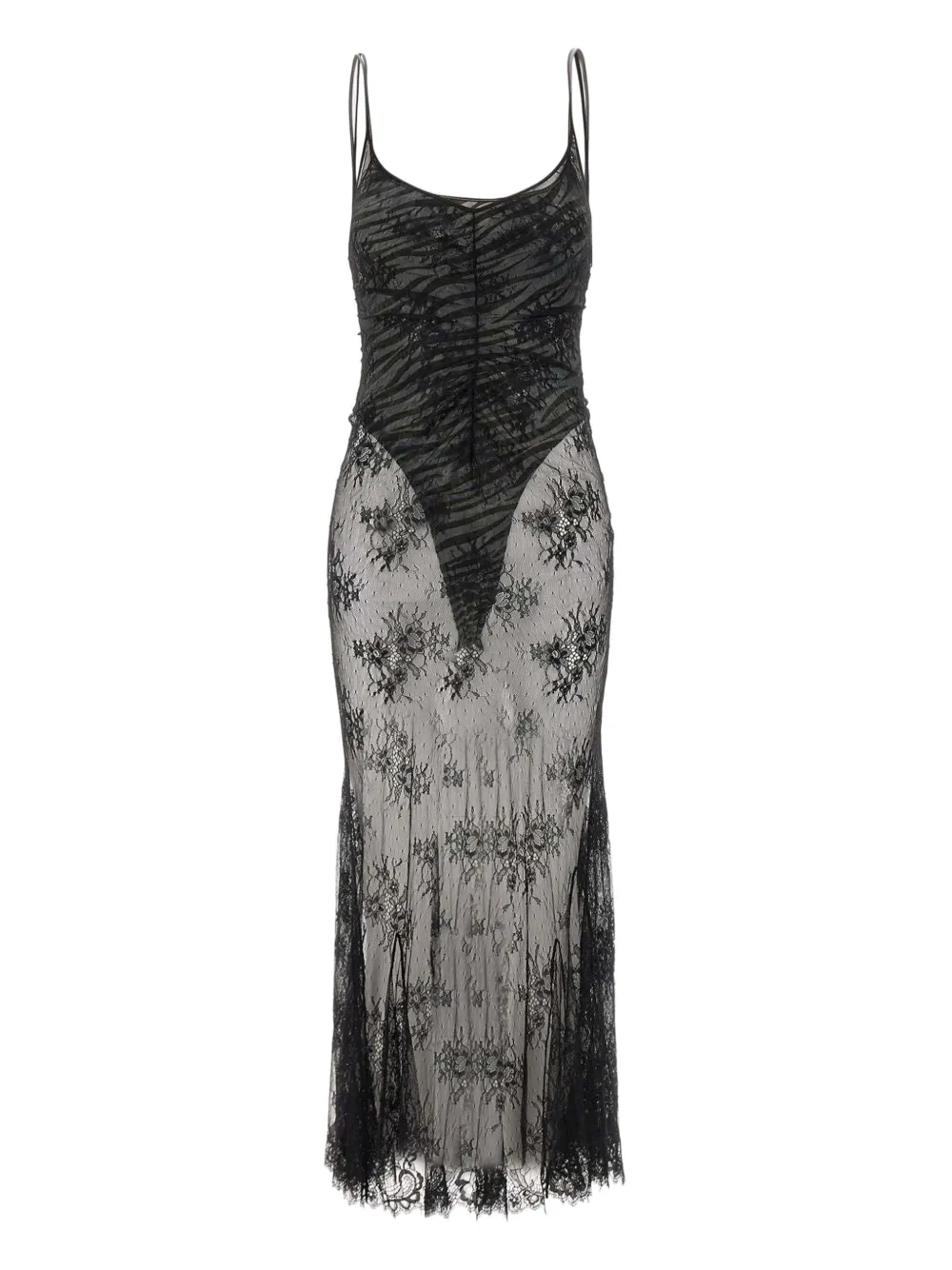 Jacques Lace Floral-print Dress In Black
