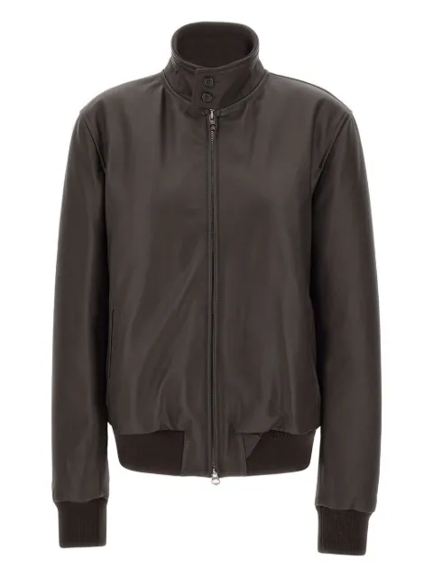 Stewart ribbed-trim leather jacket