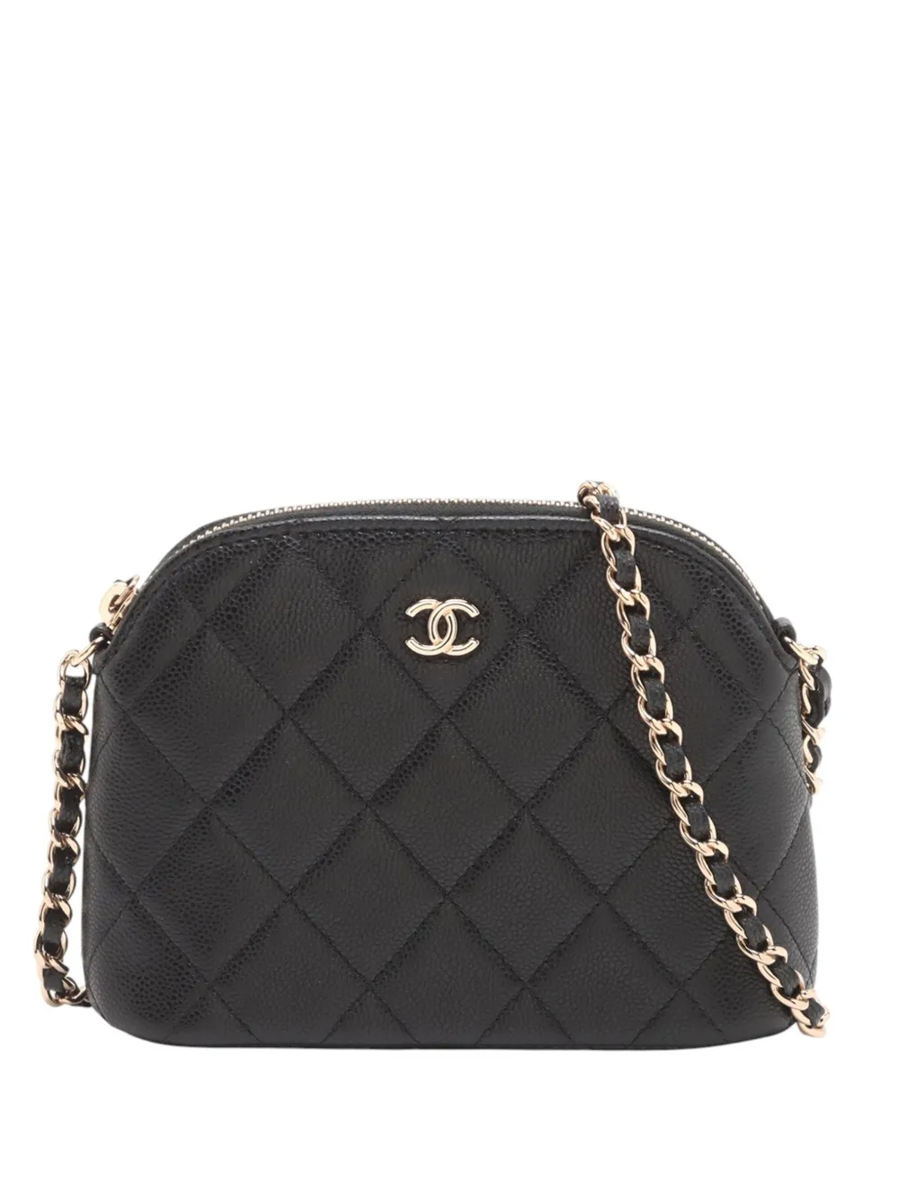 CHANEL Pre-Owned 2021-2025 Mini CC Quilted Caviar Clutch On Chain crossbody bag | Black | Image 1