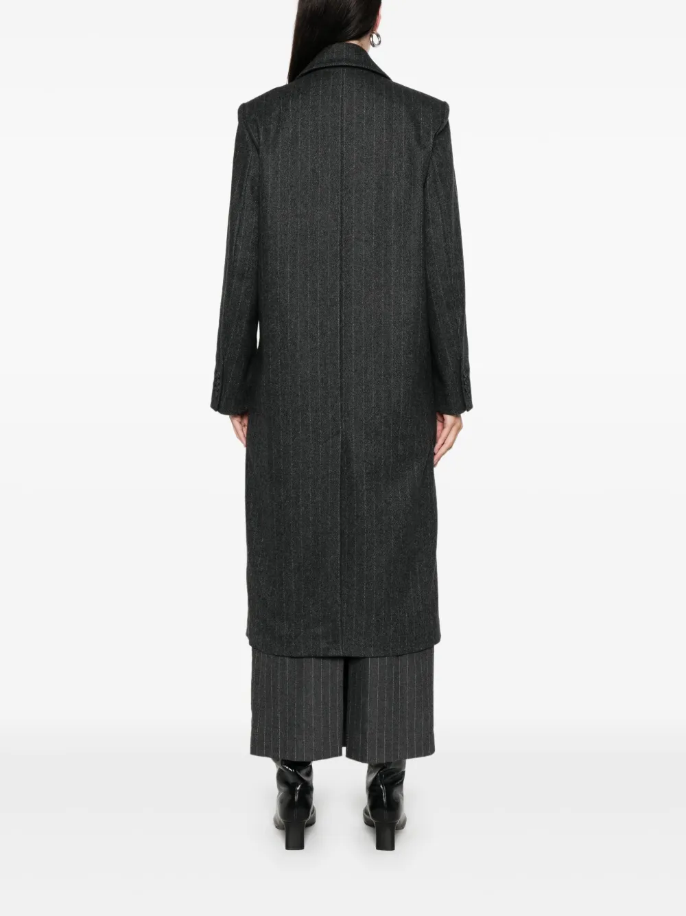 House Of Dagmar Pinstripe Double-breasted Coat In Gray