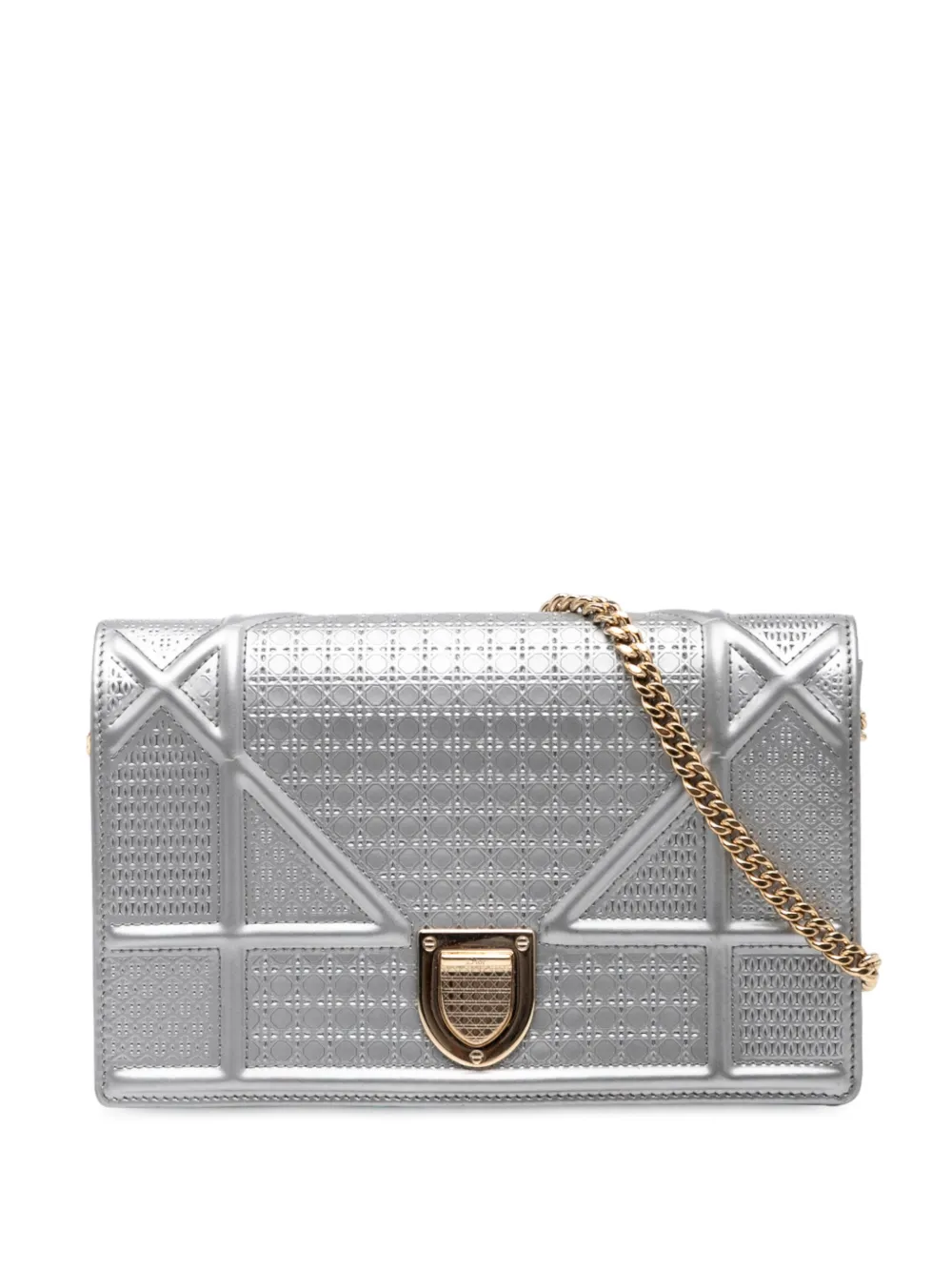 Christian Dior Pre-Owned 2018 メタリック パテント マイクロカナージュ ディオラマ ウォレットオンチェーン Christian Dior Pre-Owned 2018 メタリック パテント マイクロカナージュ ディオラマ ウォレットオンチェーン