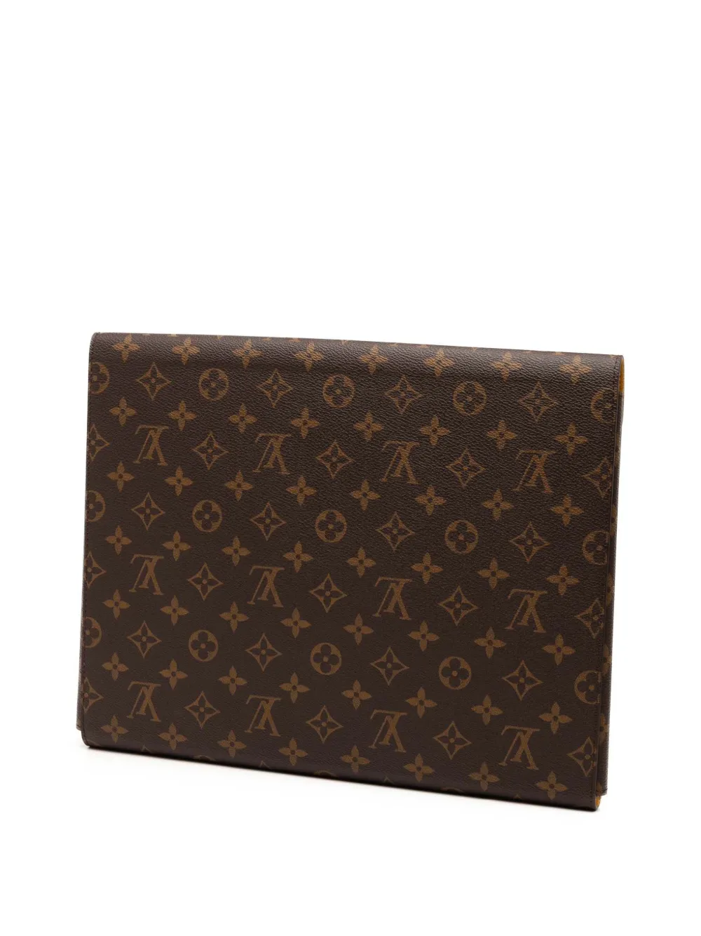 Pre-owned Louis Vuitton 2021-2025 Monogram Mark Folder Clutch Bag In Brown