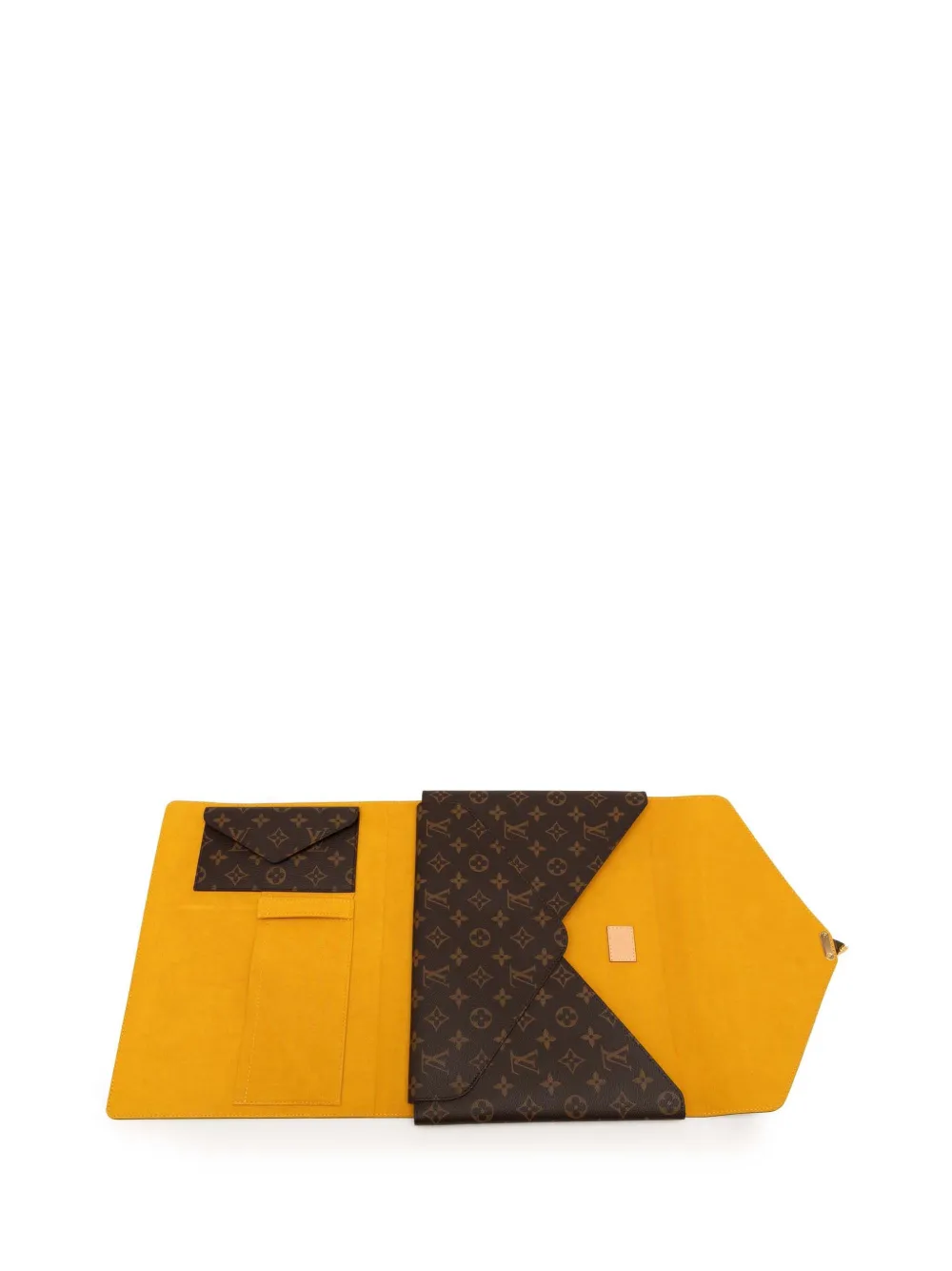 Pre-owned Louis Vuitton 2021-2025 Monogram Mark Folder Clutch Bag In Brown