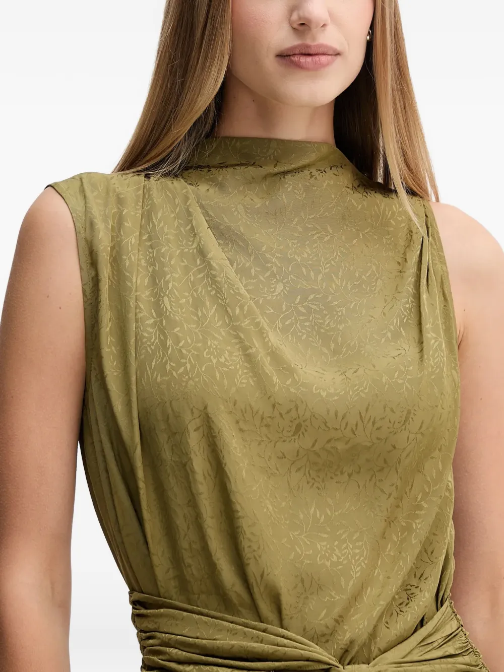 Hoss Intropia Midi-jurk met taillestrik Groen