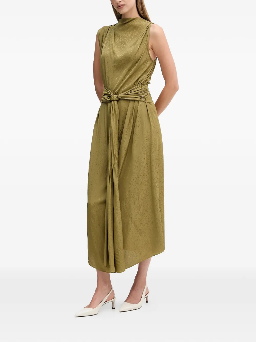 Hoss Intropia tie-waist sleeveless midi dress - Groen