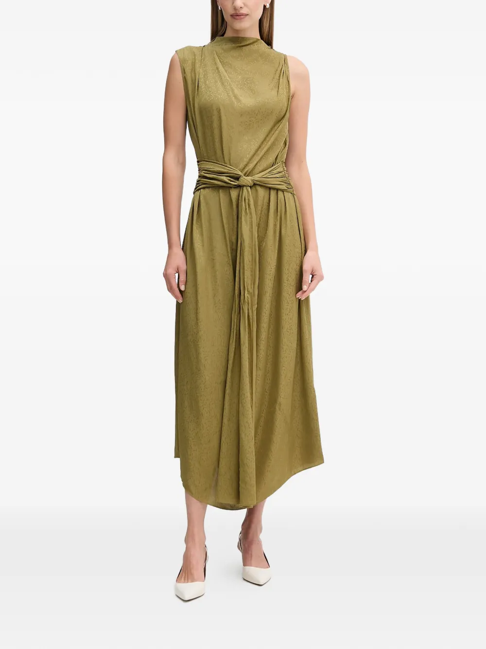 Hoss Intropia tie-waist sleeveless midi dress - Verde