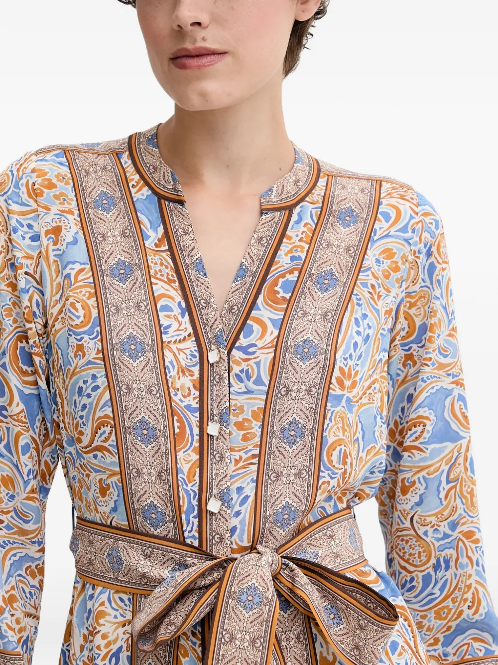 Vienna Paisley Belt Midi Dress