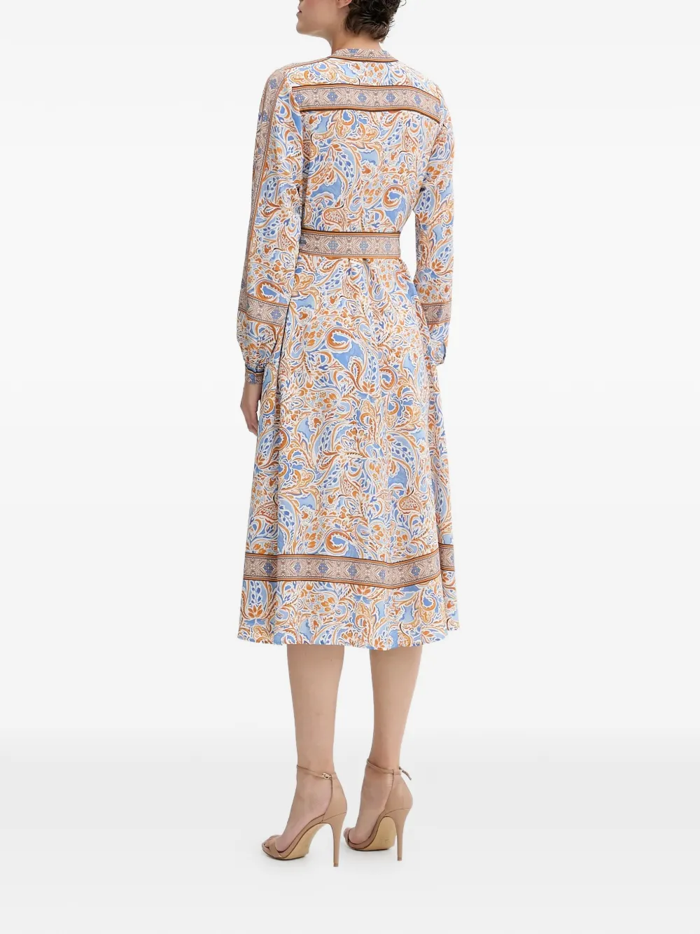 Vienna Paisley Belt Midi Dress
