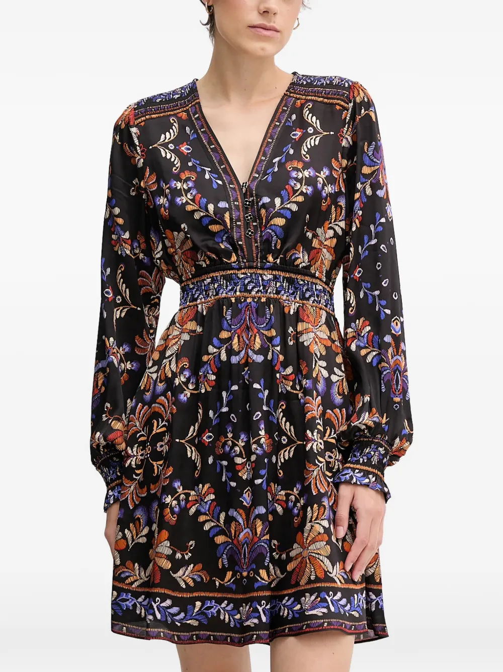 Hale Bob Ella floral V-neck dress - Nero