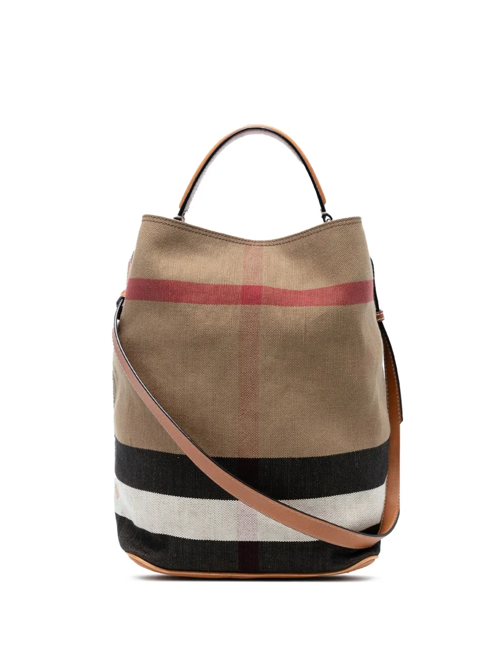 Burberry Pre-Owned 2000-2017 Medium Mega Check Canvas Ashby Bucket Bag satchel | Brown | Image 1