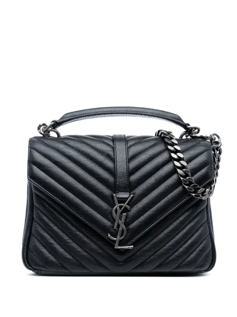 Saint Laurent Pre-Owned Borsa a tracolla College media trapuntata con motivo Chevron 2016