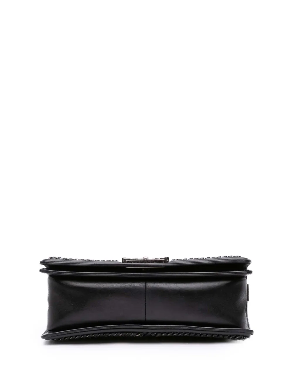 Pre-owned Chanel 2015-2016 Medium Quilted Calfskin Whipstitch Chain Around Boy Top Handle Flap Satchel In Black