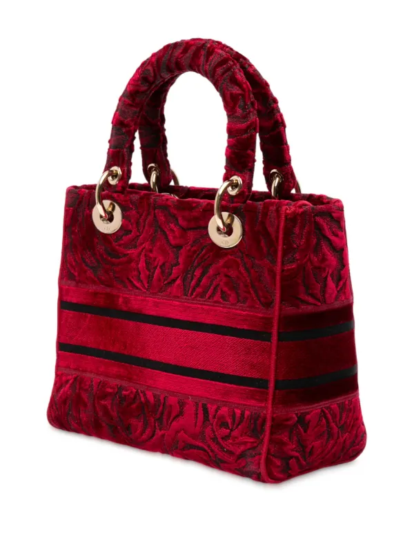 Christian Dior Pre-Owned 2021 Medium Embroidered Velvet Roses Lady D Lite Satchel Red FARFETCH PH