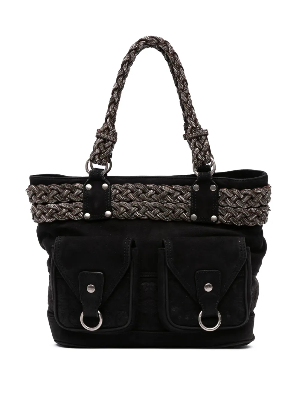 Loewe Pre-Owned 2010-2025 Suede Braided Chain Pocket tote bag | Black | Image 1