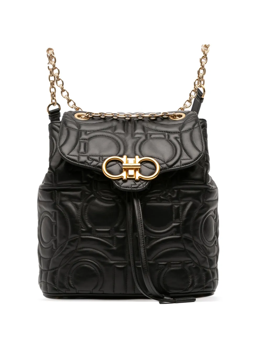 Ferragamo Pre-Owned 2018 Small Quilted Leather Double Gancini backpack | Black | Image 1