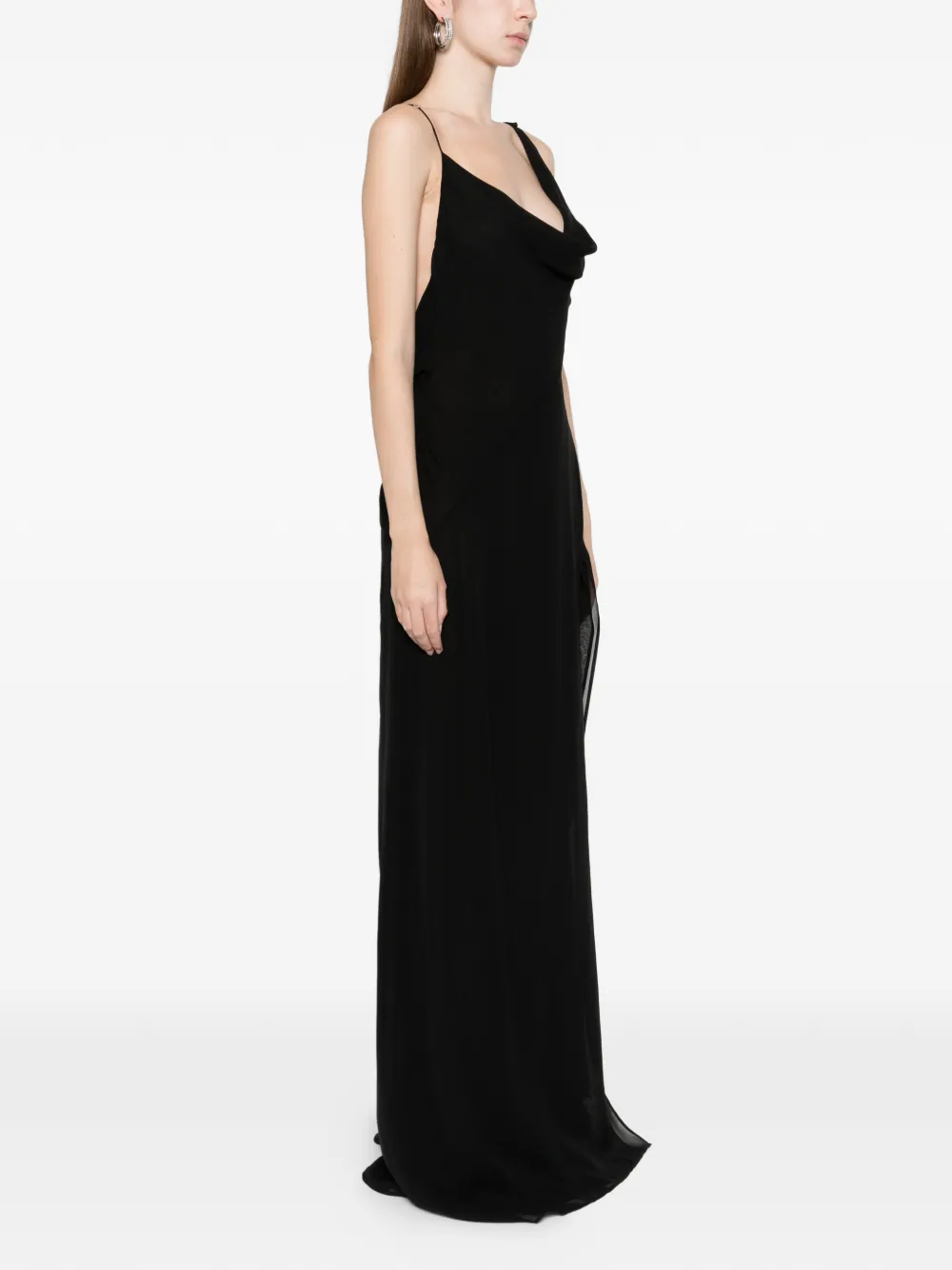 AMIRI Maxi-jurk met hoge hals en split Zwart