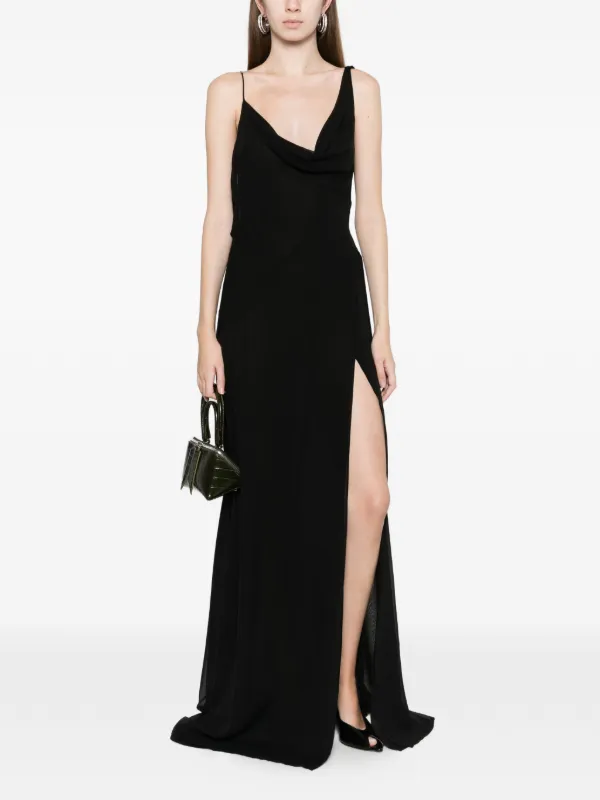 AMIRI cowl-neck Slit Maxi Dress | Black | FARFETCH