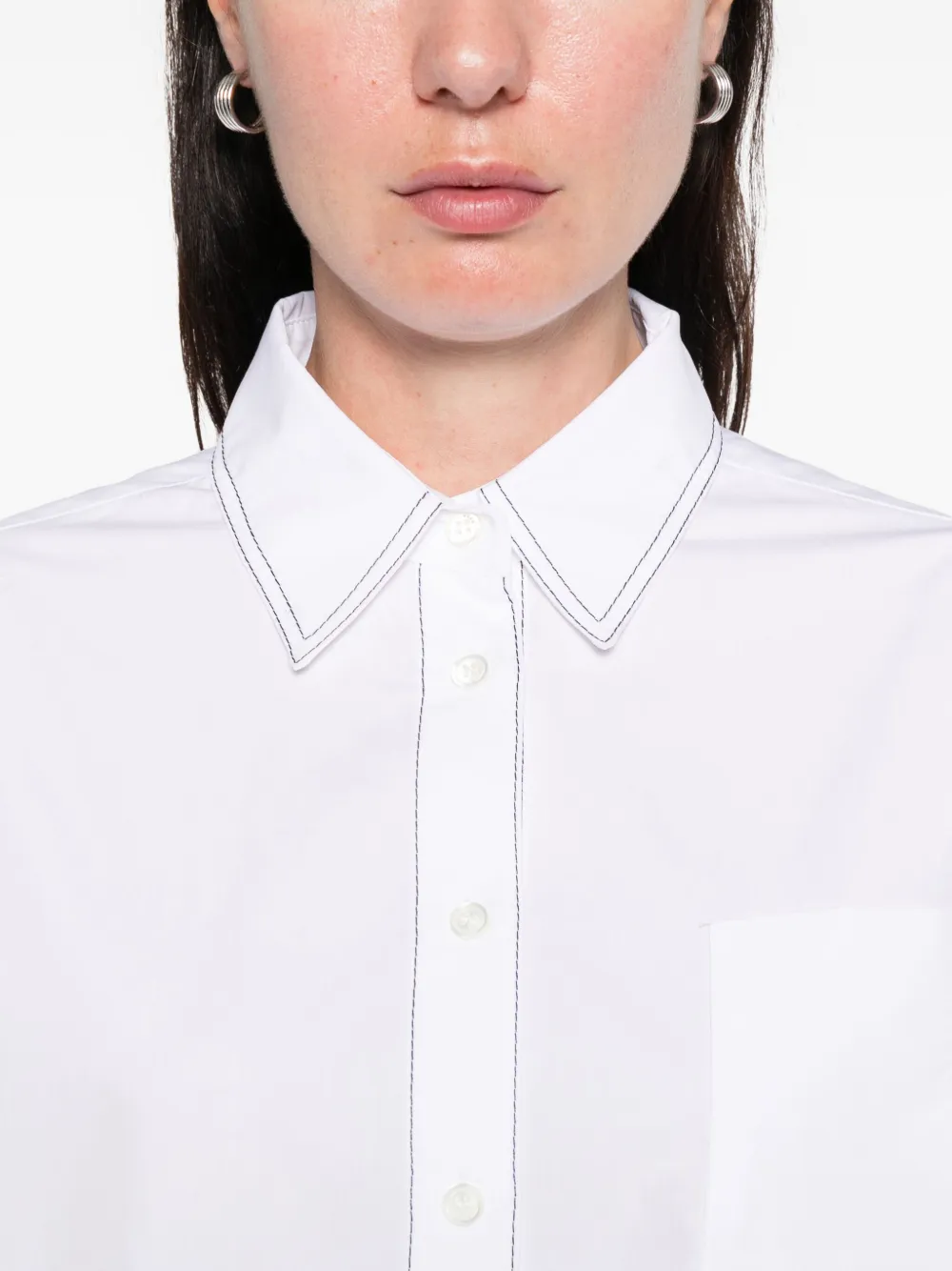 Marni Long Sleeve Shirt Drawstring Hem In White