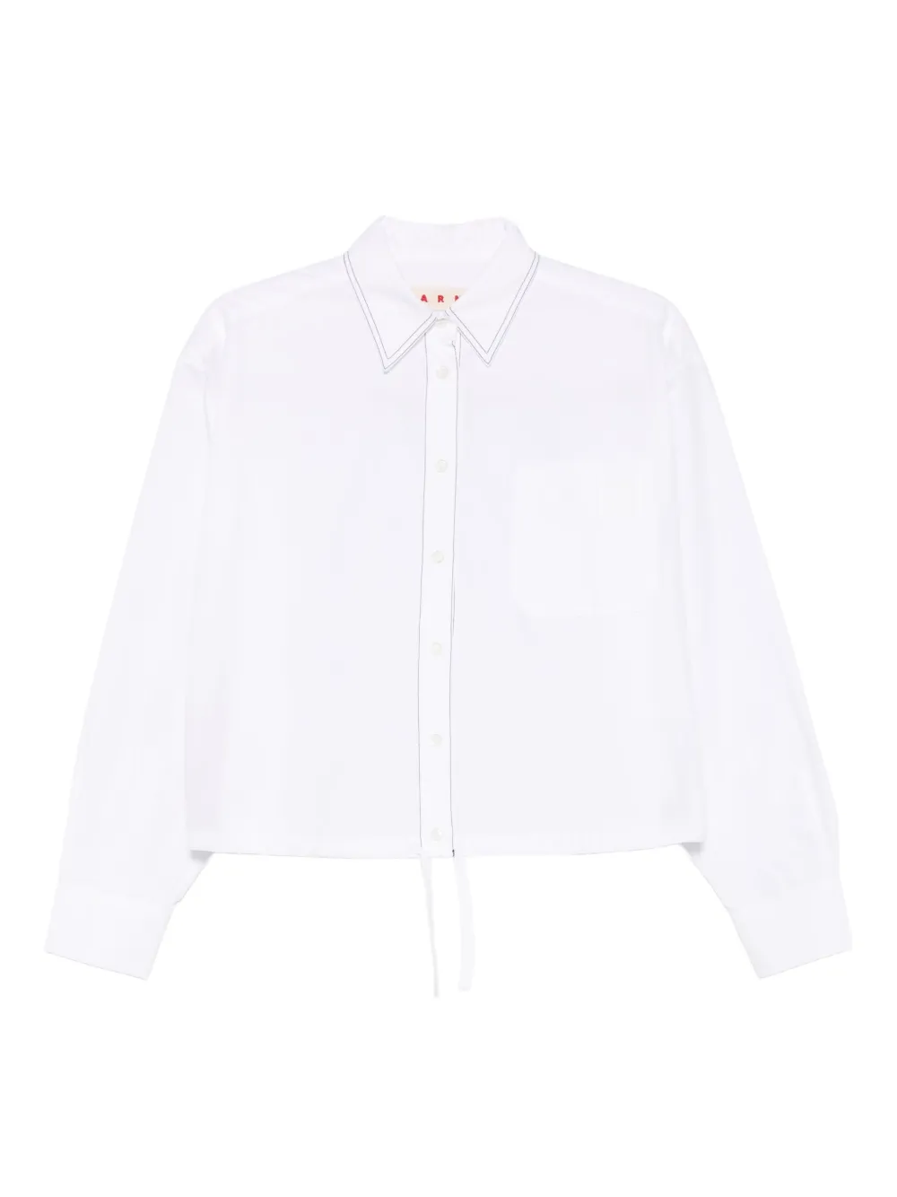 Marni Long Sleeve Shirt Drawstring Hem In White