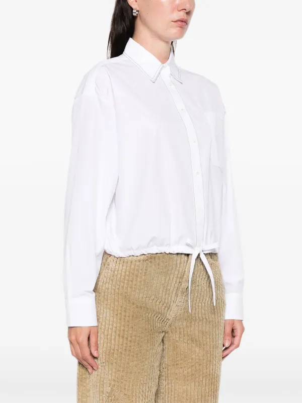 22ss MARNI コットンブラウス　白　40 Marni White Poplin Shirt With Cropped Drawstring Hem | White