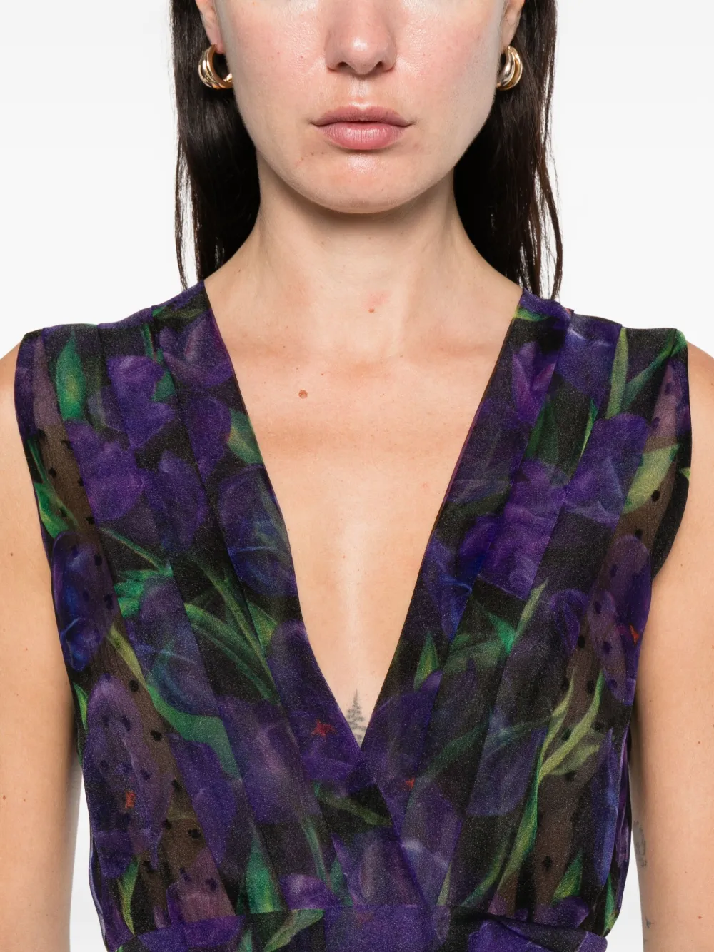 Miau By Clara Rotescu Coachella Ruffled Floral Dress In Blue