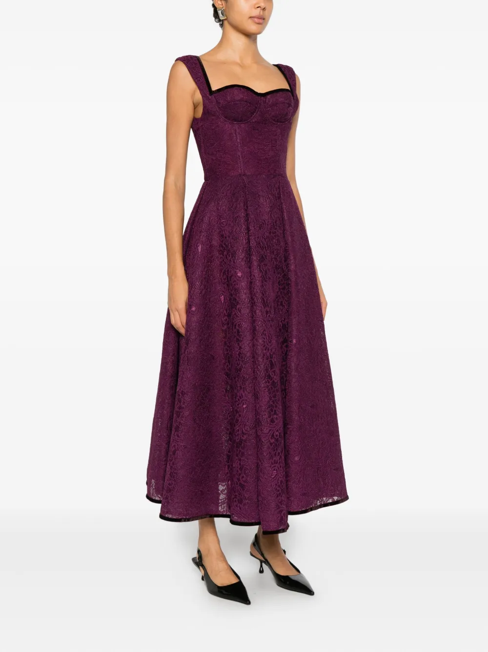 Miau By Clara Rotescu Hyacinth Midi Dress In Purple