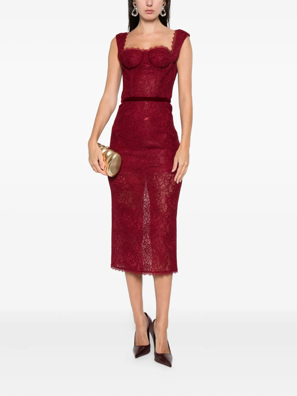 MIAU by Clara Rotescu Jurk met afwerking van kant - Rood