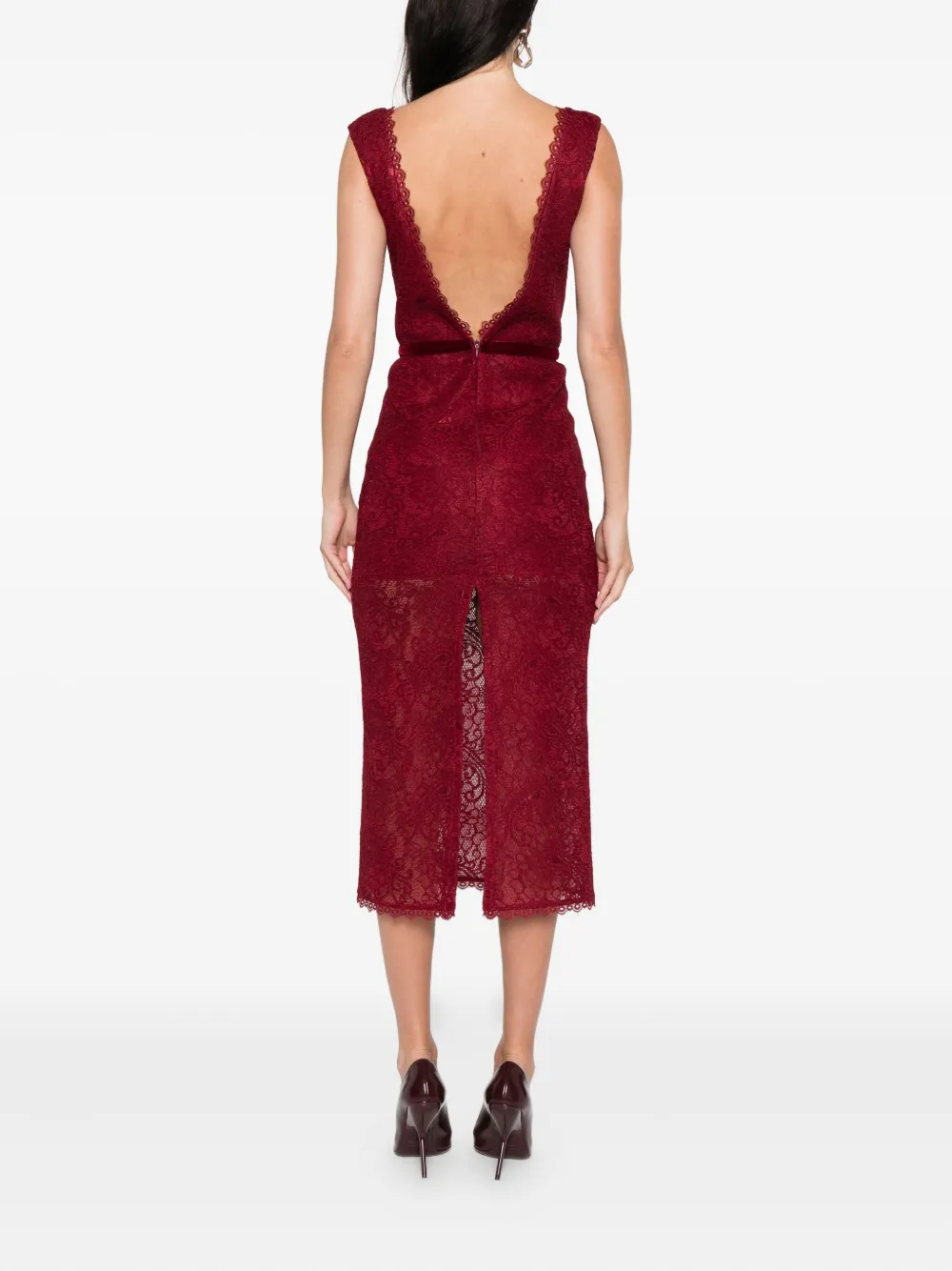 Miau By Clara Rotescu Lace Trim Pepper Dress In Red