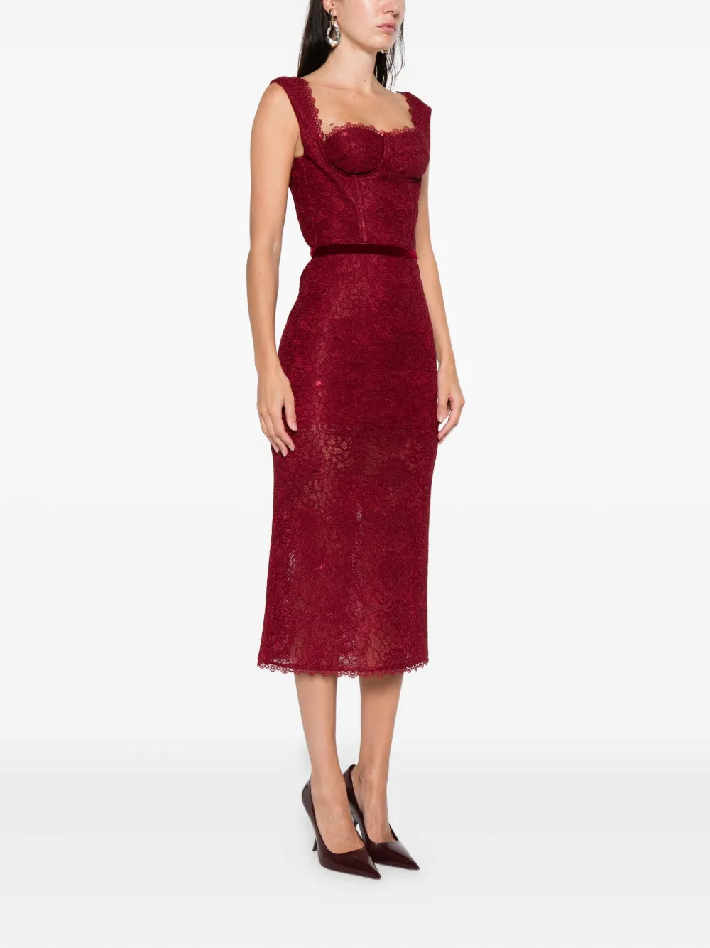 Miau By Clara Rotescu Lace Trim Pepper Dress In Red