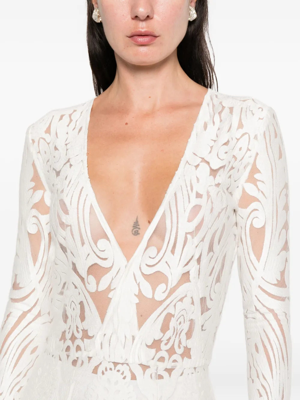 Miau By Clara Rotescu Long-sleeve Mini Dress In White