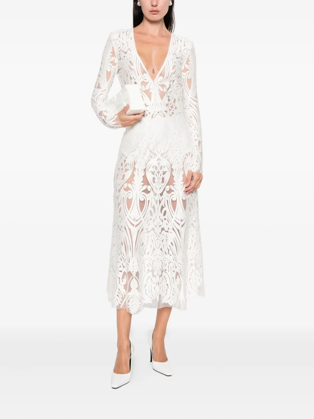 MIAU by Clara Rotescu Mini-jurk met lange mouwen - Wit