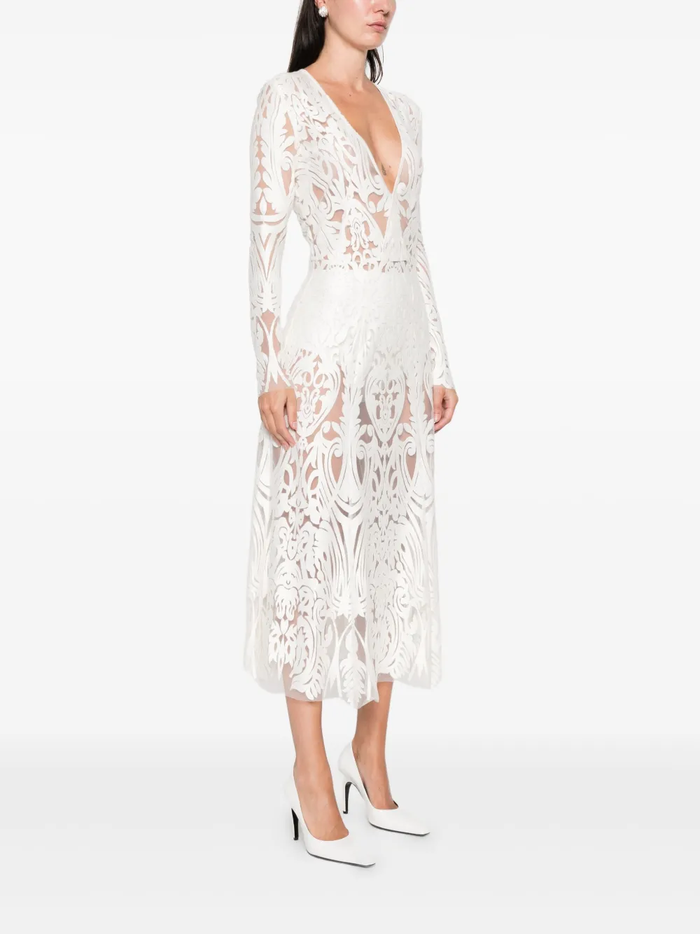 Miau By Clara Rotescu Long-sleeve Mini Dress In White