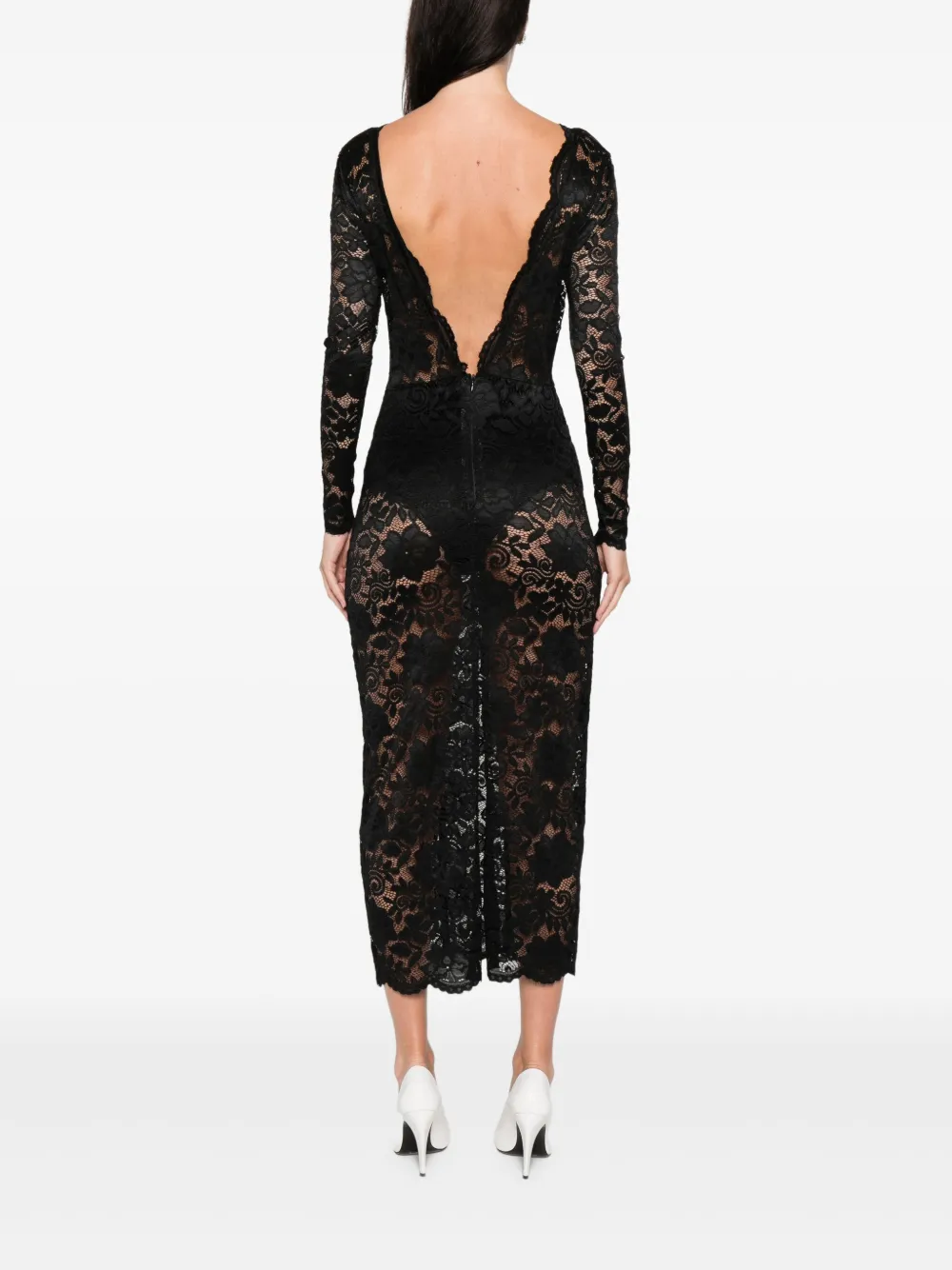 Miau By Clara Rotescu Long-sleeved Maxi Dress In Black