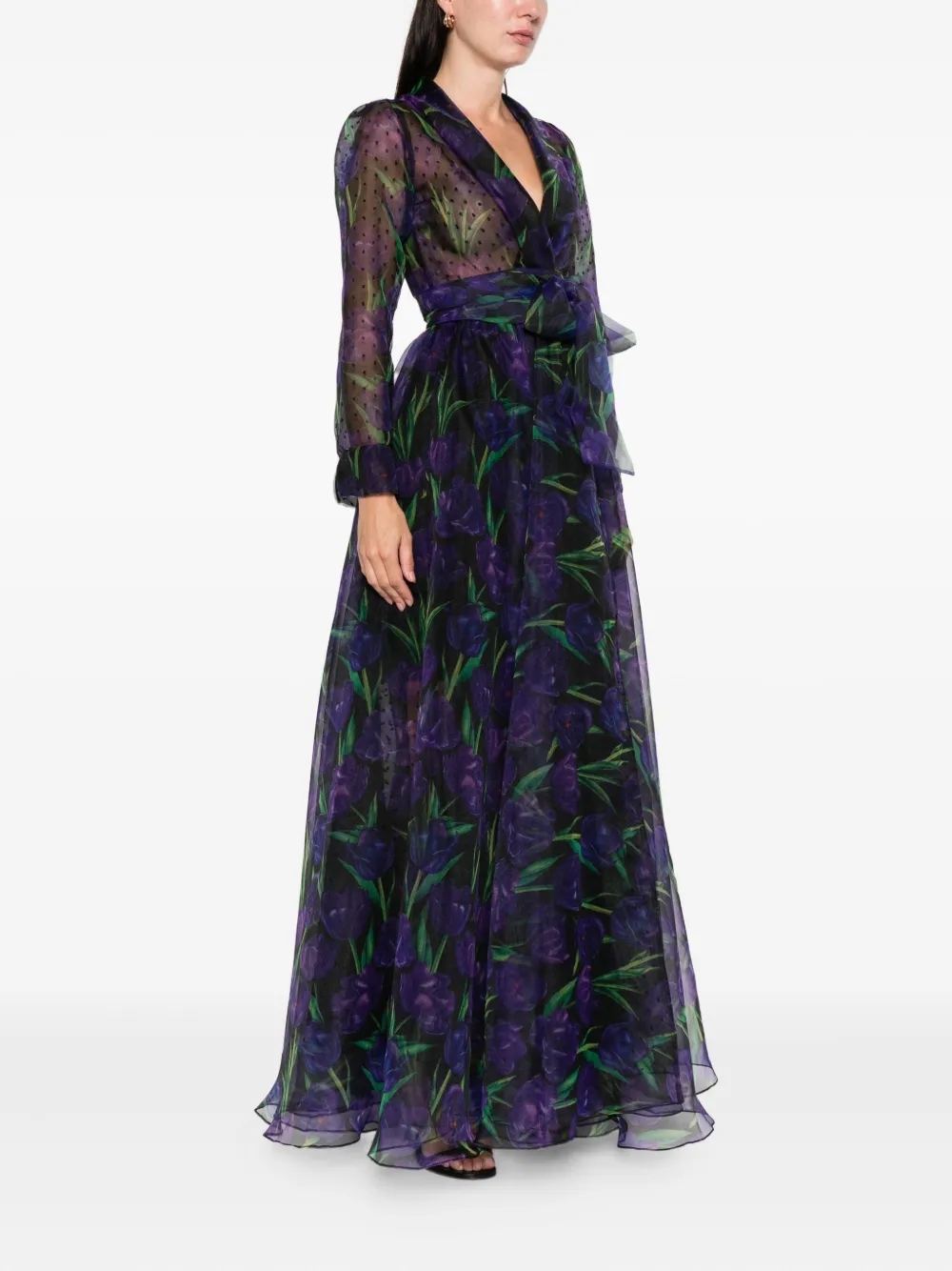 Miau By Clara Rotescu Nyala Polka-dot Floral Dress In Blue