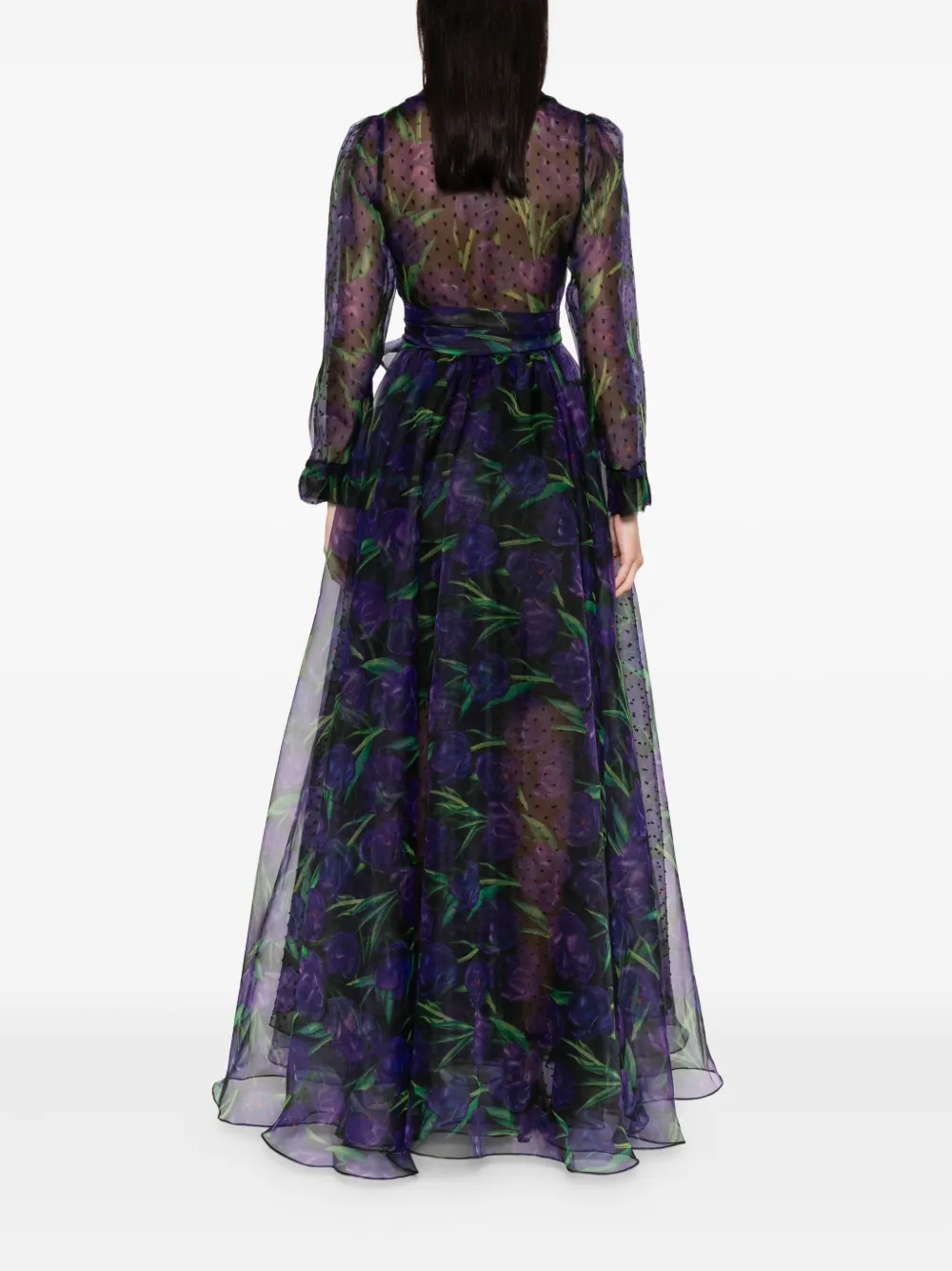 Miau By Clara Rotescu Nyala Polka-dot Floral Dress In Blue