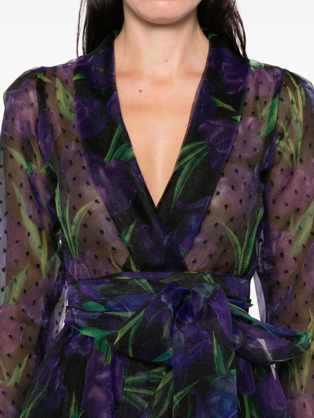 Miau By Clara Rotescu Nyala Polka-dot Floral Dress In Blue